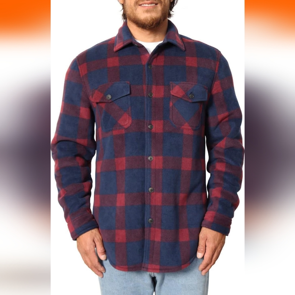 Freedom Foundry Mens Sherpa Lined Flannel Shirt Jacket  Plaid XL